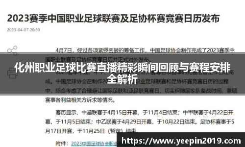 化州职业足球比赛直播精彩瞬间回顾与赛程安排全解析