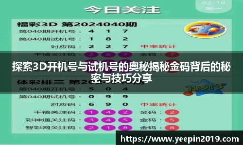探索3D开机号与试机号的奥秘揭秘金码背后的秘密与技巧分享